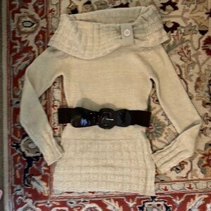 Women's Beige Sweater with Belt